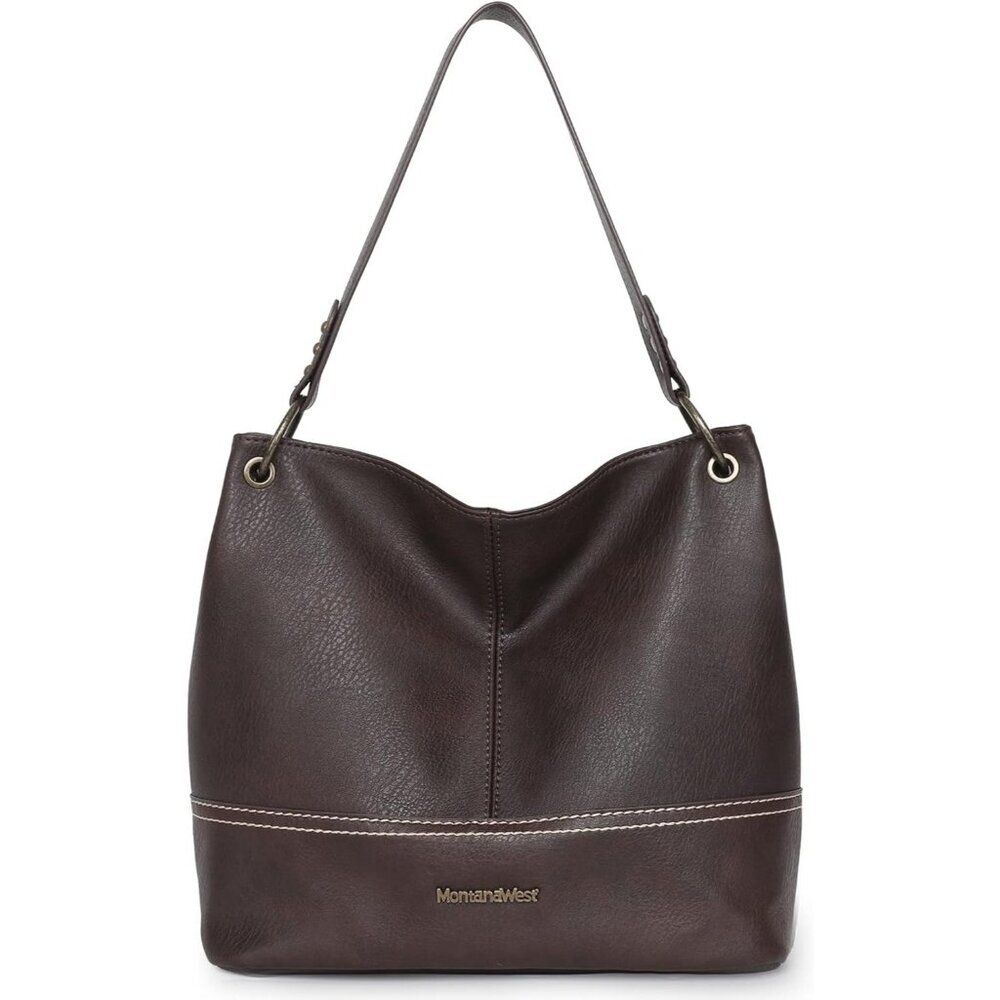 Women A-coffee Imported Zipper Ladies Shoulder Handbags with Back Pocket